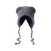 Fashion Bear Ear Knitted Woolen Hat Windproof Thickened Beanies Cap Keep Warm Ear Protection Cap for Women