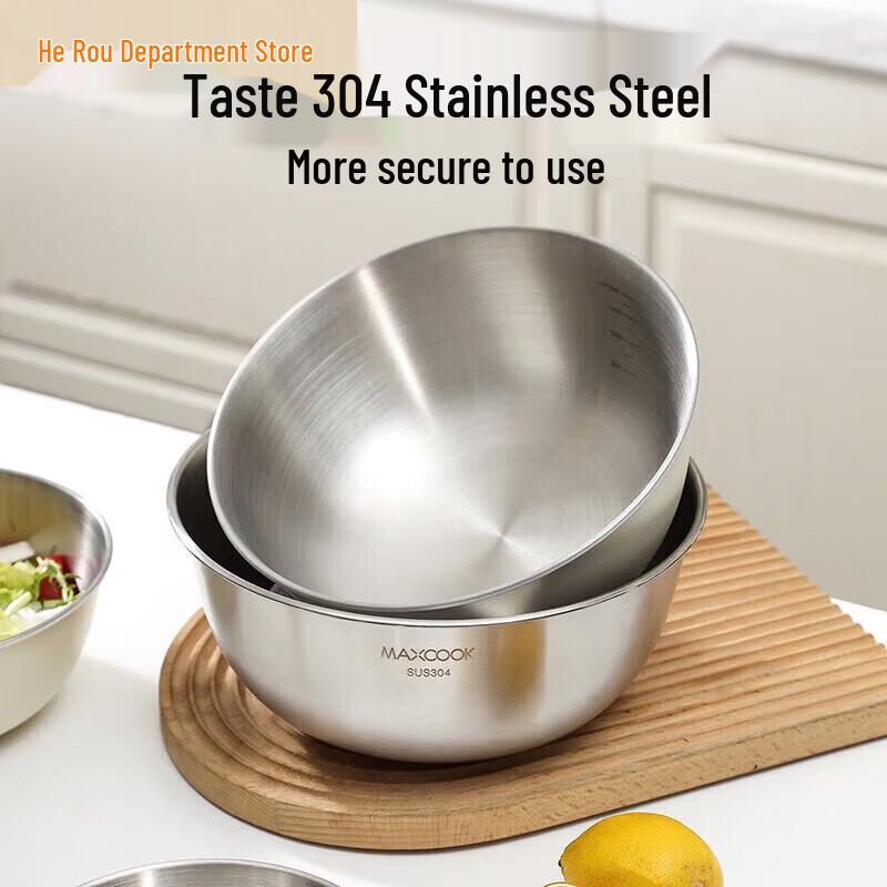 MAXCOOK 304 Stainless Steel Salad Bowl with Scale
