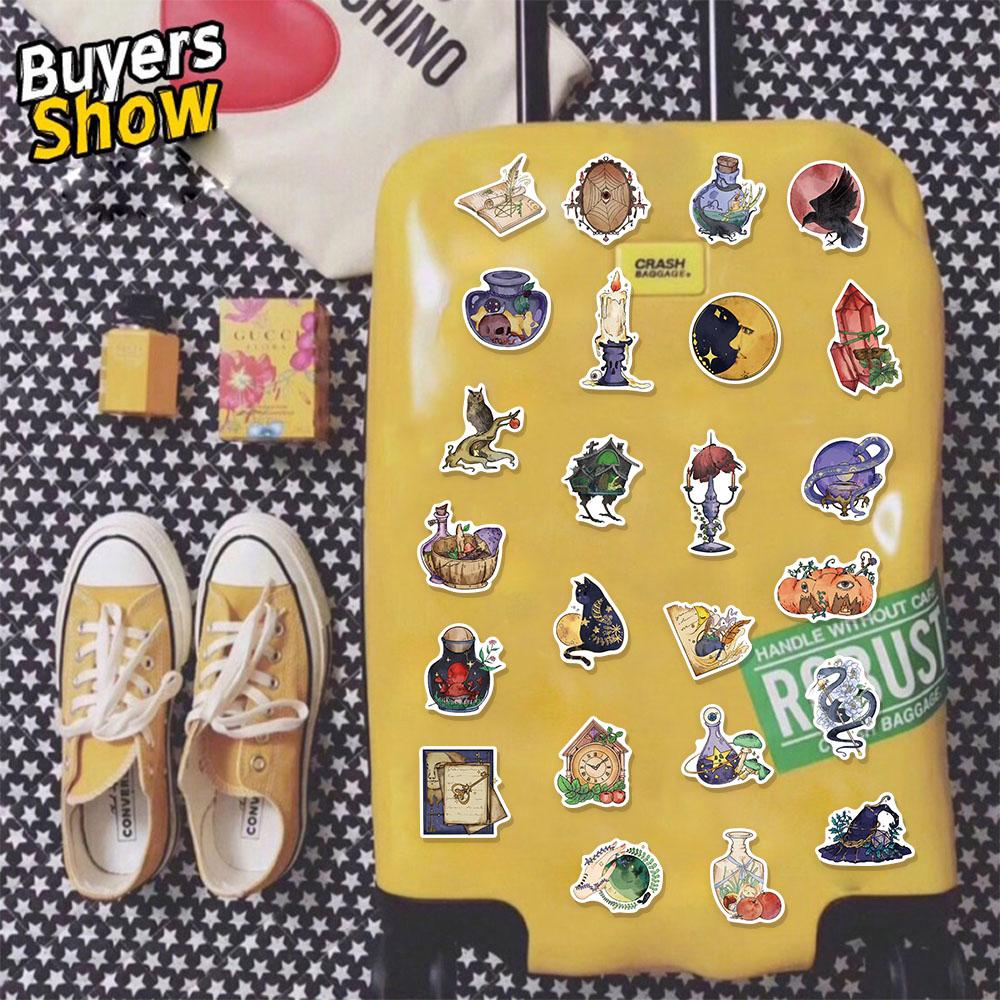 50PCS Watercolor Wind Witch Series Fun Stickers Decorative Luggage Skateboarding Water Cups Computer Waterproof Stickers