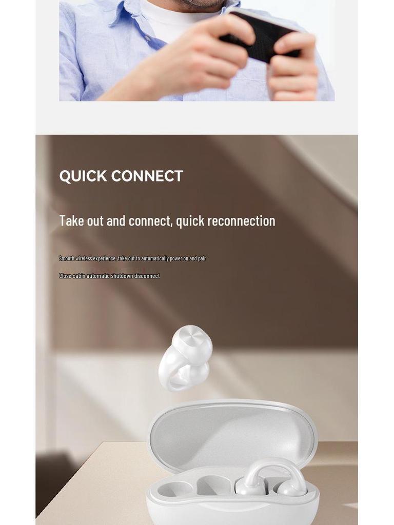 J01J03 True Wireless Ear Clip Bluetooth Earphones with Super Long Battery Life and Open-Type Design
