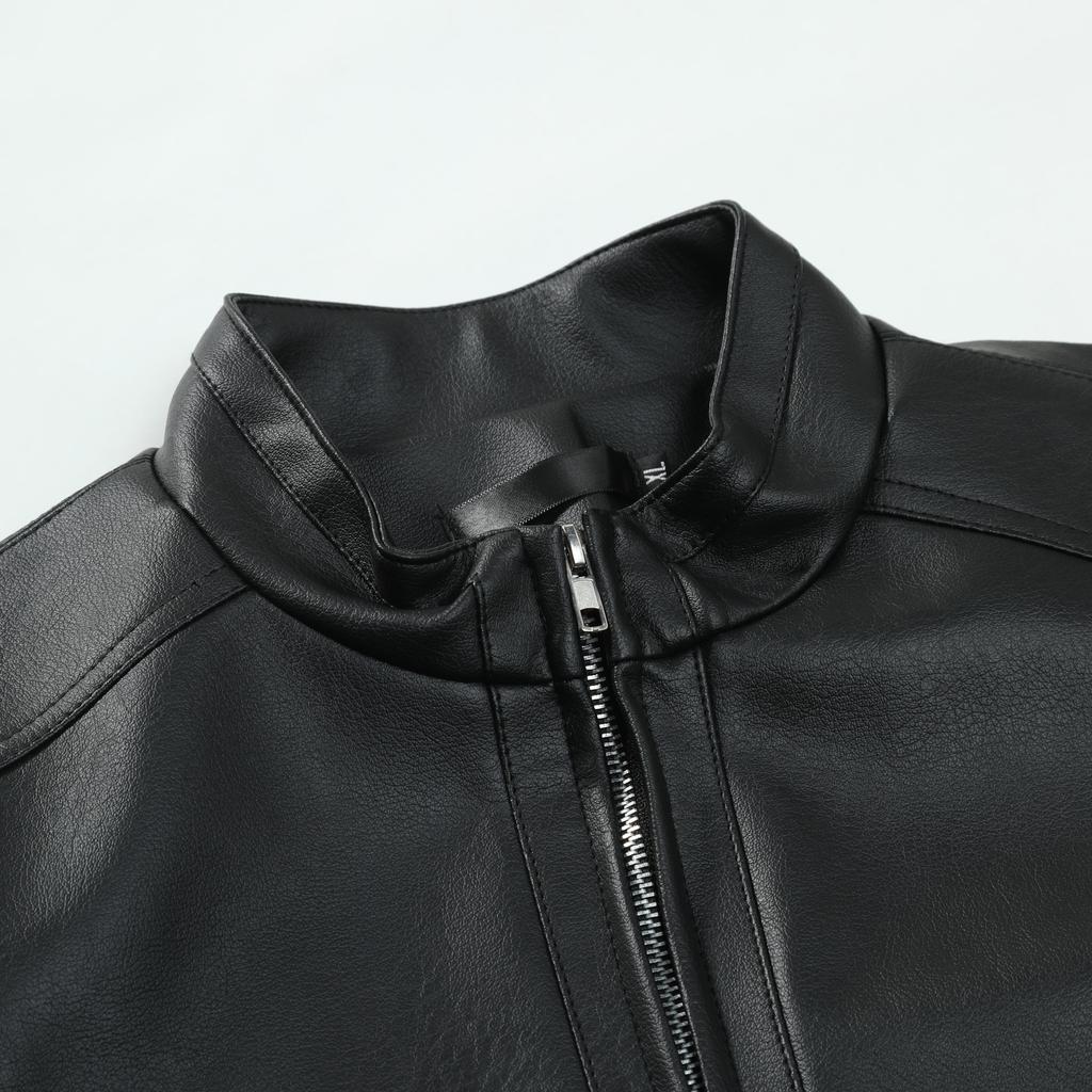 Spot men's high-quality cardigan popular PU coat zipper leather jacket leather jacket men's coat