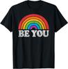 LGBTQ Be You Gay Pride LGBT Ally Rainbow Flag Retro Vintage T-Shirt