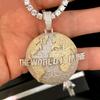 Collana con Ciondolo a Due Toni Mappa Terrestre Lettere Terra Il Mondo è Mio Iced Out Bling Fascino CZ Gioielli Hip Hop da Uomo
