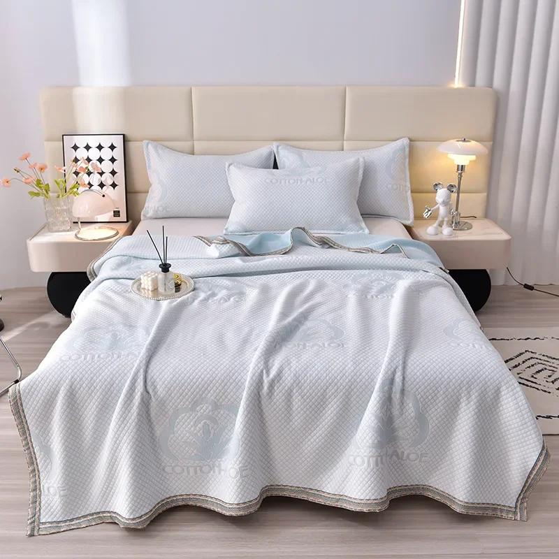 Vysoce kvalitní vyšívaná letní chladivá deka Vysoká pletená bavlna Queen Quilt Prošívaná Tenká přikrývka z pelyňového vlákna Cool