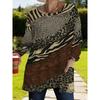 Women Abstract Mandala Graphic Long Sleeve Loose Tunic With Pockets