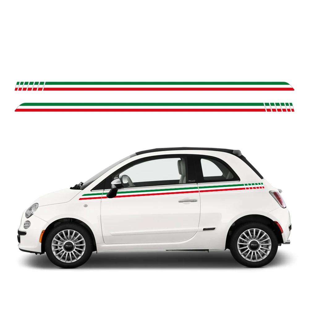 Italijos Vėliavos Lenktynių Juostų Grafika Automobilio Vinilo Lipdukai Šoninės Durys Italijos Stiliaus Lipdukas Aksesuarai Fiat 500 Abarth 595 695 500C