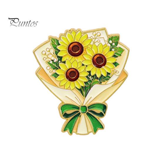 Enamel Flower Pin Set Bouquet Brooch for Women, Romantic Jewelry, Durable Floral Zinc Alloy Lapel Coats Dresses And Scarves Gold Edge Aesthetic
