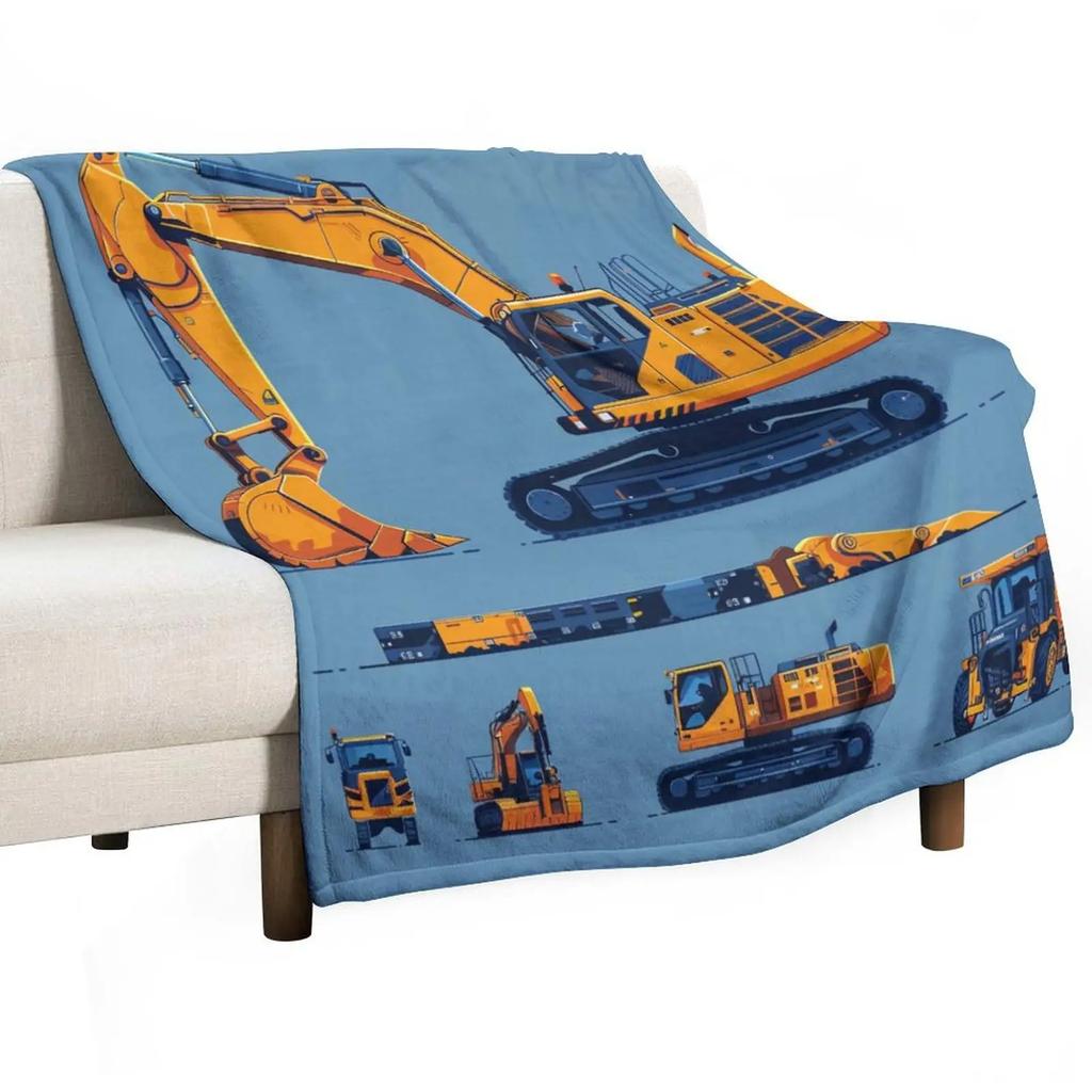 Construction Truck Blanket Kids Boys Cartoon Excavator Plush Throw Blanket Fuzzy Flannel Tractor Blankets for Bed Couch Sofa