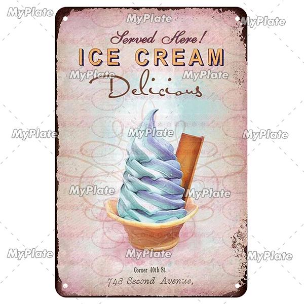 [MyPlate]Ice Coffee Metal Sign Vintage Plaque Tin Sign Kitchen Decor For Bar Sign Club Decoration Man Cave Plate Tea Poster