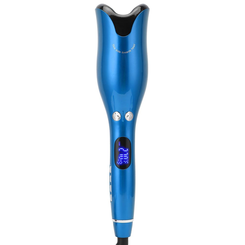Automatic Curling Iron Wand LED Temperature Display Timer Blue Curling Iron 110‑240VUK Plug