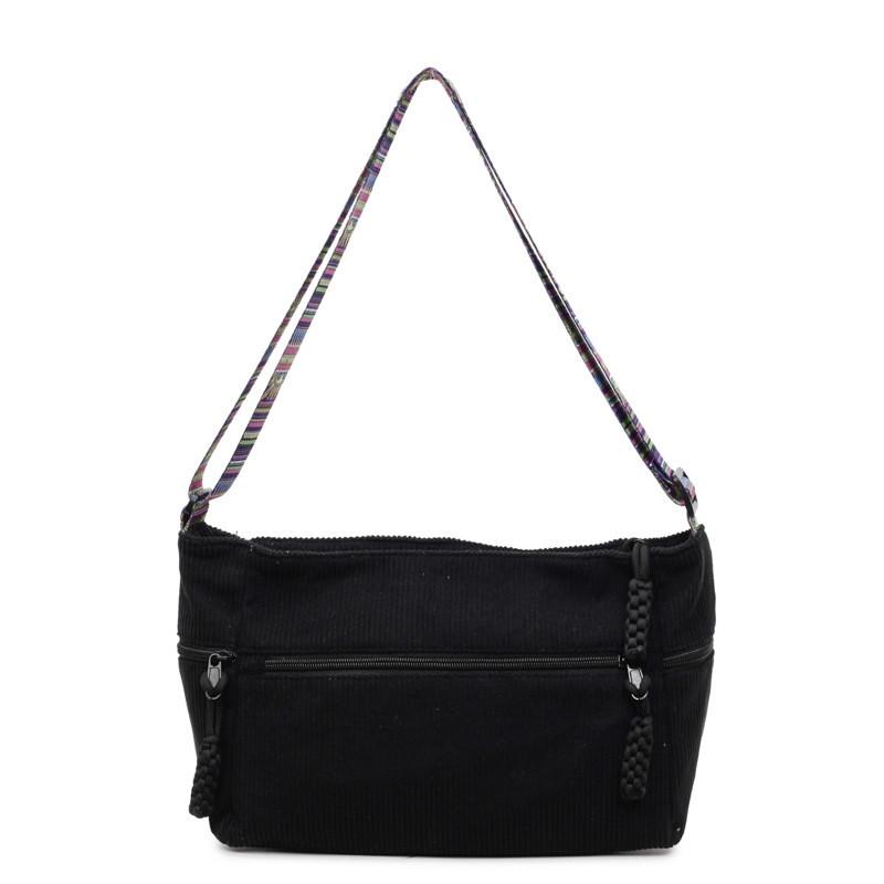 No Brand Casual Corduroy Shoulder Bag With Zipper Closure For Daily Use