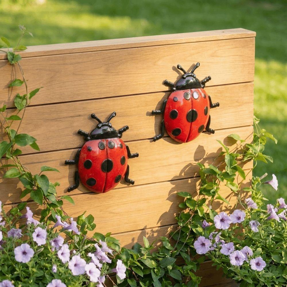Rustproof Ladybug Wall Decor Insect Wall Decor  for Garden Fence Patio Home Nursery Wall Decor