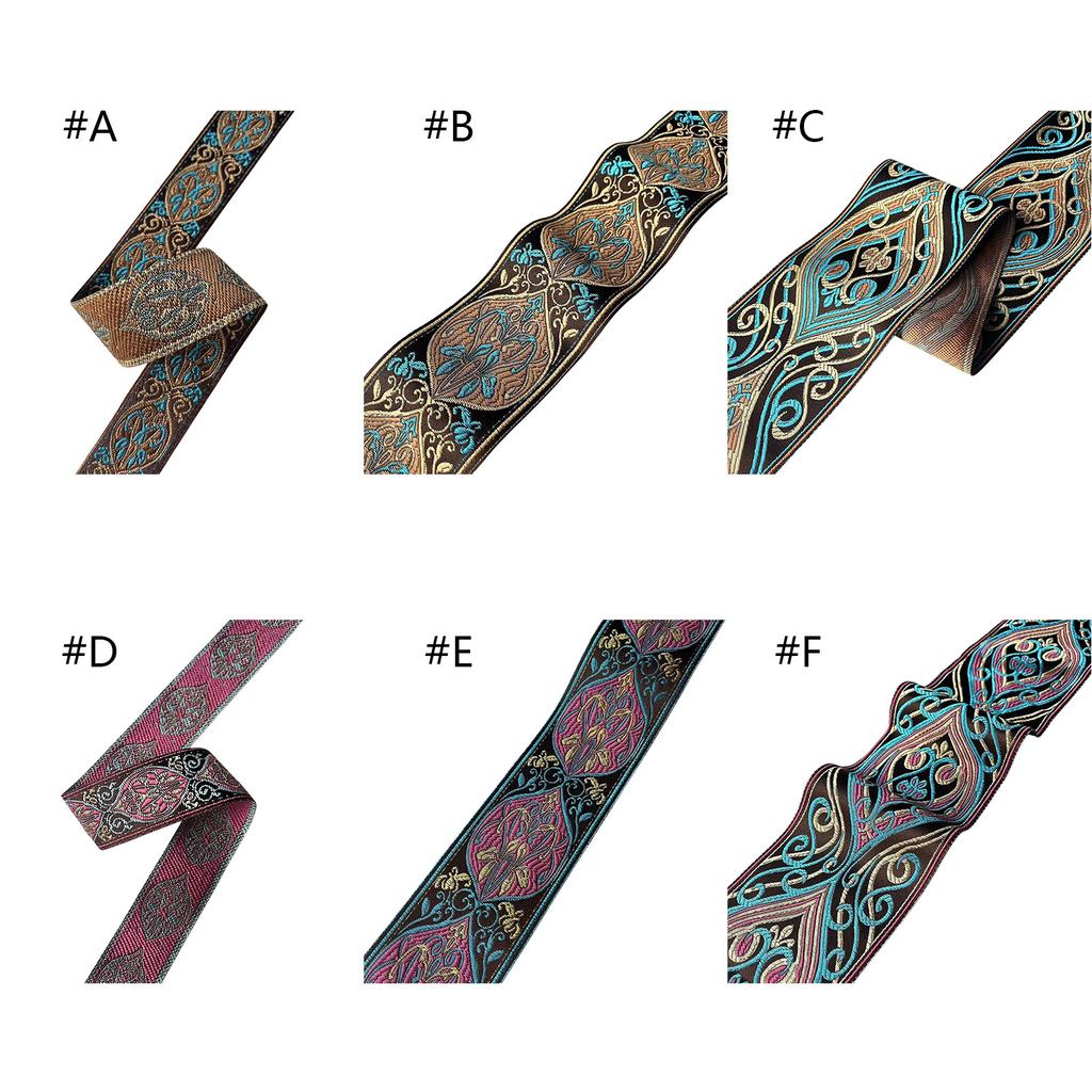 4.92yard Fabric Ribbon Vintage Flower Embroideried Trim Woven Ribbon Fabric Trim Fringes for Sewing Crafting