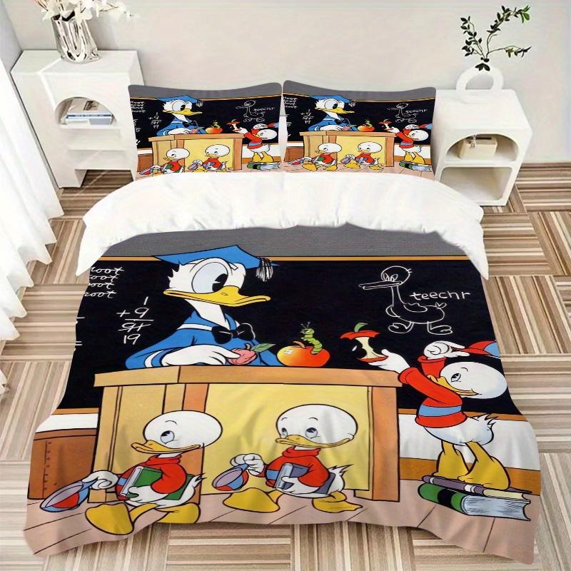 3pcs Donald Duck & Friends Bedding Set 1 Soft Quilt Cover + 2 Pillowcases, Machine Washable Suitable for All Seasons S029