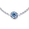Spiritual Protection Amulet Station Chain Link Greek Motif Blue Evil Eye Charm Bracelet for Women and Sterling Silver "Turkish Teenagers. .925 7.5"
