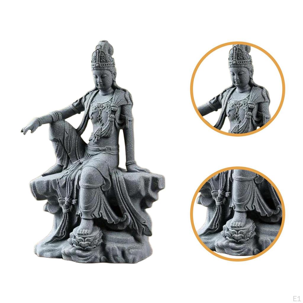 Avalokiteshvara Bodhisattva Statue Kuanyin Skulptur Einzelner Fuß auf Lotusbasis Mehrzweck Buddhistisch