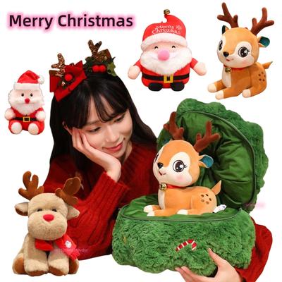 Weihnachtsmann, Elch, Hirsch, Plüsch-Wurfkissen, Figur, lustige Sofa-Dekoration, Puppen, Weihnachtsbaumpuppe, 2-in-1, Weihnachtsgeschenke für die Freundin