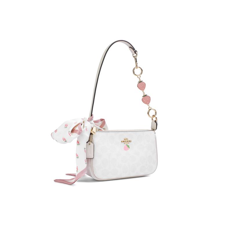 COACH shoulder bag [Customized bag] Nolita 19 Berry Cherry Silk Rhyme Ido Print Ribbon Decoration Sweet Cute Berry Cherry Silk Rhyme Pink Gift Box