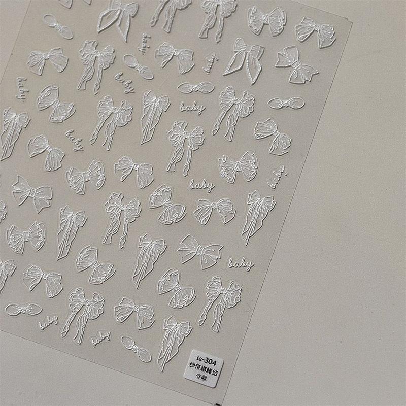 

Наклейки для ногтей в виде бабочки, бант, длинная лента, самоклеящиеся украшения для ногтей, наклейки для маникюра, слайдер-неправильный слайдер