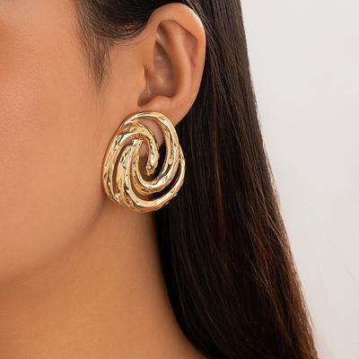 Salircon Neue Metall Schlangenförmige Spiral Ohrringe Trend Gold Farbe Punk Frau Stecker Ohrstecker Statement Ohr Accessoires