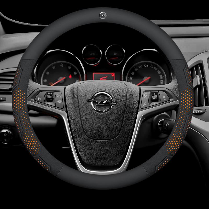 For Opel OPCline ASTRA CORSA INSIGNIA MOKKA VECTRA GTC Tigra Carbon Fiber Suede Leather Car Steering Wheel Cover Accessories