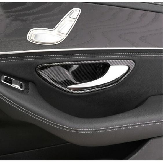 ABS Carbon Fiber Car Interior Door Handle Bowl Cover for Benz C E GLC 2016-