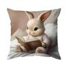 Cute Rabbit Reading Pillowcase Bedroom Sofa Cushion Cover 100% Polyester Living Room Cushion Pillowcase Home Comfortable Decor