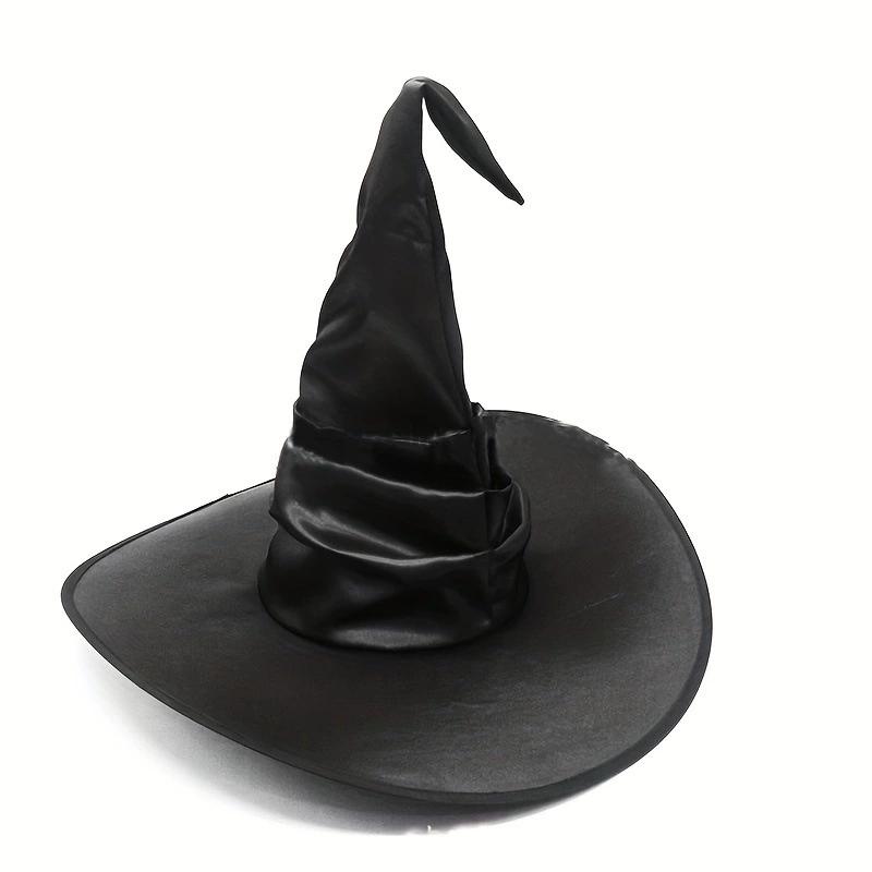 Vintage Halloween Woman Witch Hat Adults Halloween Party Cosplay Costume Props Decoration Black Wizard Cap Folds Witch Hats