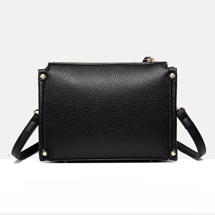 Lychee pattern metal lock small square bag crossbody shoulder bag