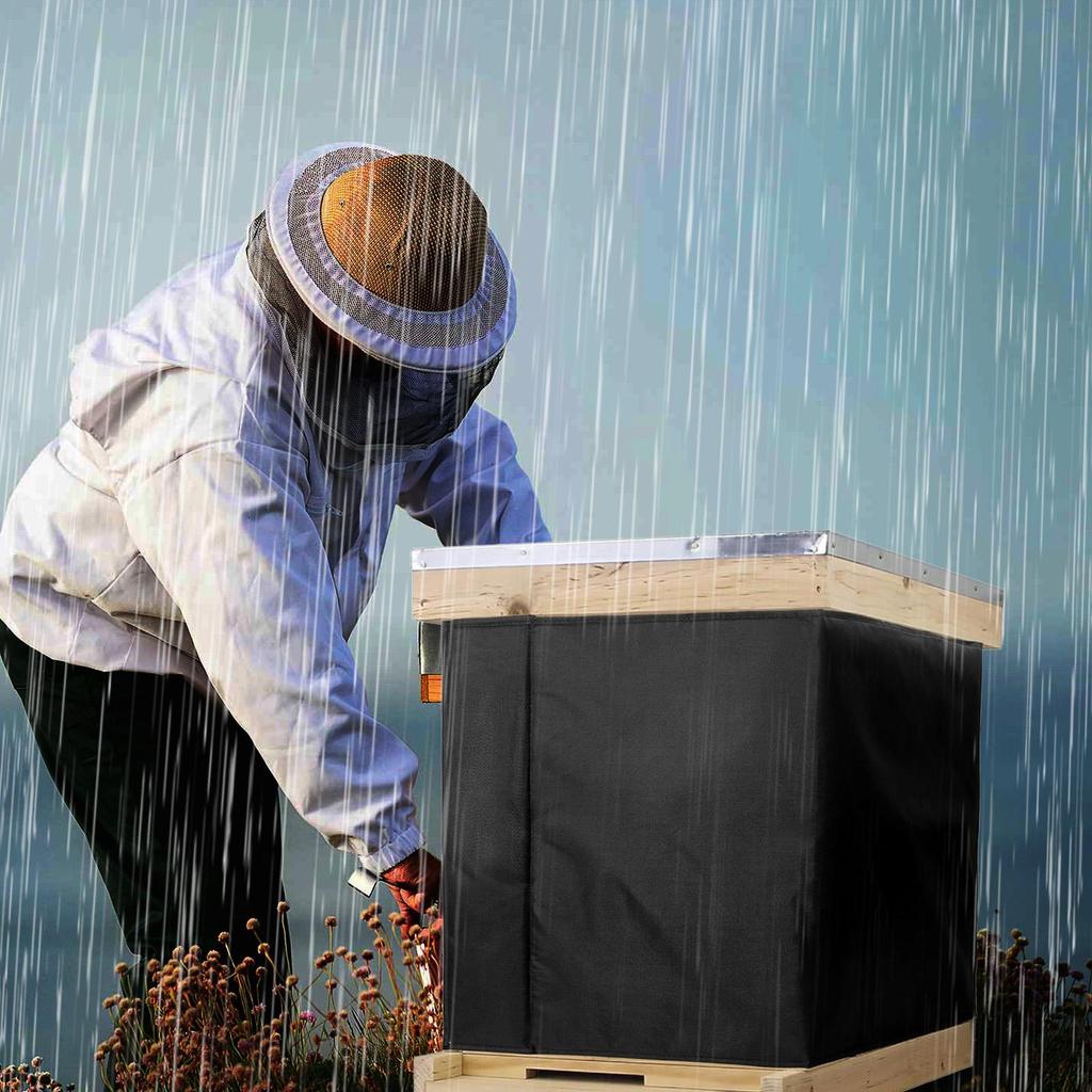 60x46cm Bee Hive Insulation Wrap 600D Oxford Cloth Winter Protective Bee Cover Waterproof Bee Hive Wrap for Winter Garden Yard