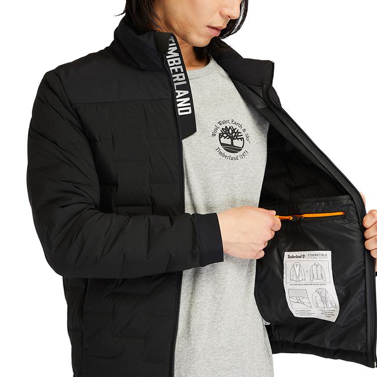 Timberland Logo Warm Collarless Down Jacket Men Jacket Black A2G9P-001