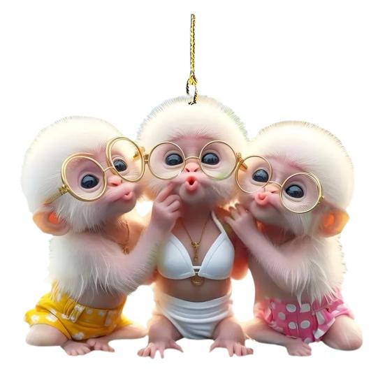 

Подвеска в виде мультяшной обезьяны, 2D акриловое подвесное украшение для салона автомобиля, украшение заднего вида, очковая обезьяна, брелок для рюкзака Monkey