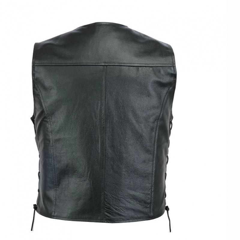 Vest Faux Leather Punk Fashion Casual Coat Motorcycle Vest Men Solid Vest Fleet