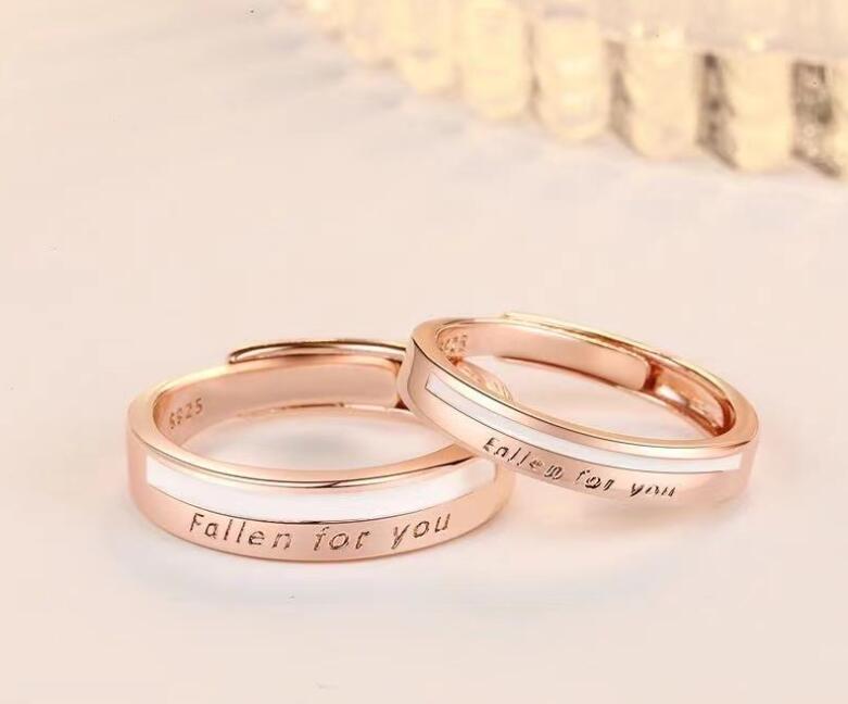 2 Stück 925 Sterling Silber Partnerringe Verstellbar Schlichtheit Mode Exquisit Herren Damen Schmuck Zubehör Hochzeitsfeier Geschenk