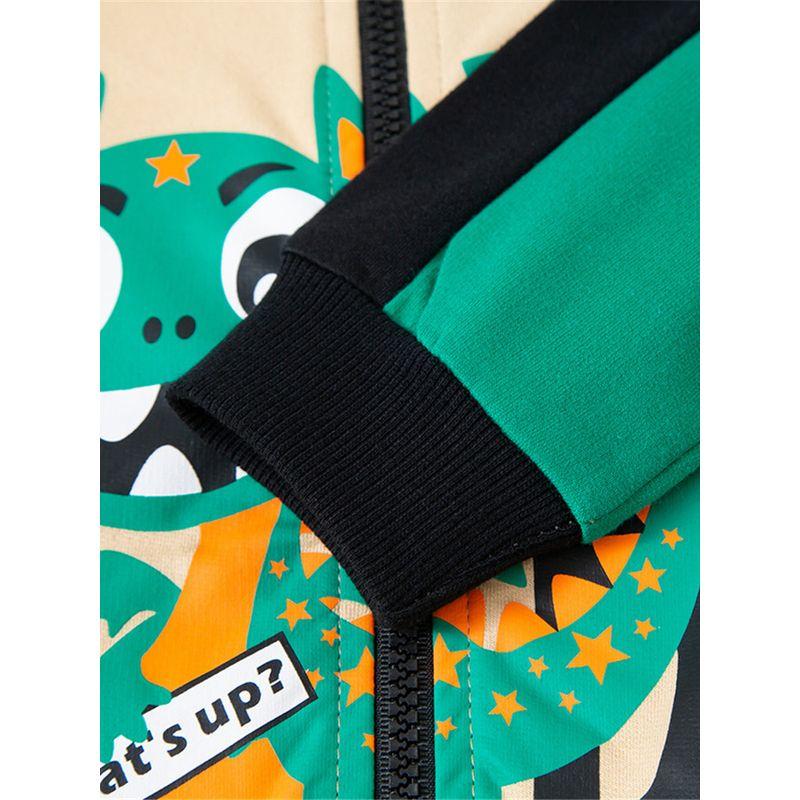 Boy Dinosaur Hoodie Sweatshirt Baby Boy Pure Cotton Coat Kids Letters Spring and Autumn Children's Clothing Thin Zip-up Shirt
