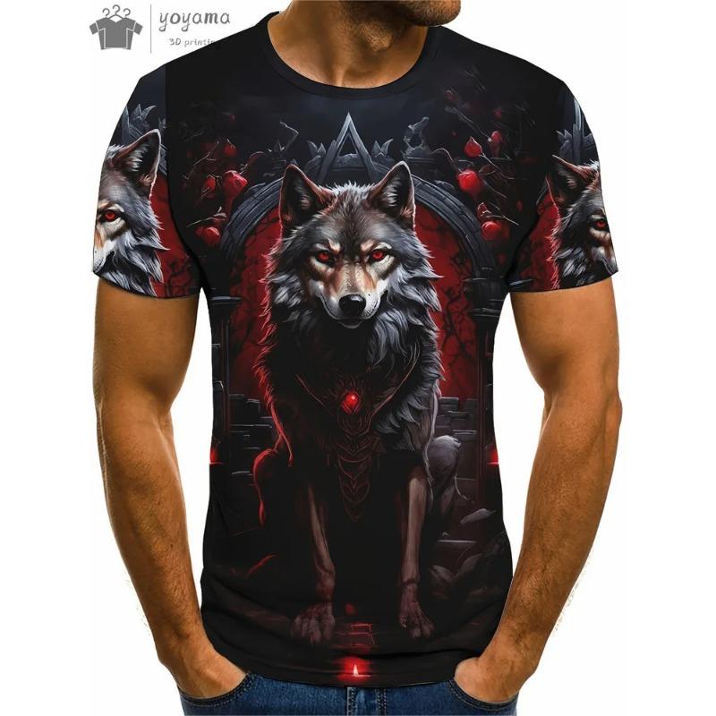 Men's T-Shirts Short Sleeve Beasts Graphic 3D Animal Printed Street Style Man Tops T-Shirt