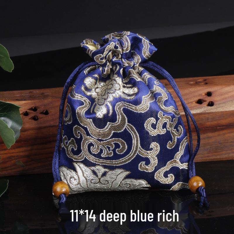 Silk Satin Jewelry Drawstring Bag - Small Brocade Storage Pouch
