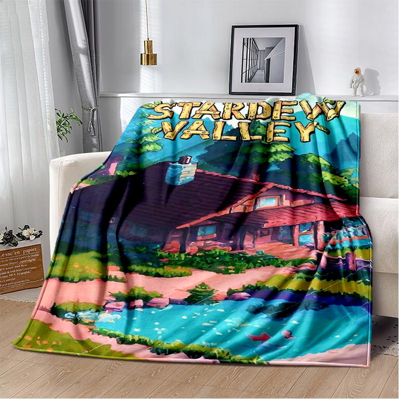 3D Stardew Valley Farm Map Game Cartoon Blanket,Soft Throw Blanket for Home Bedroom Bed Sofa Travel Picnic Cover Kids Gift