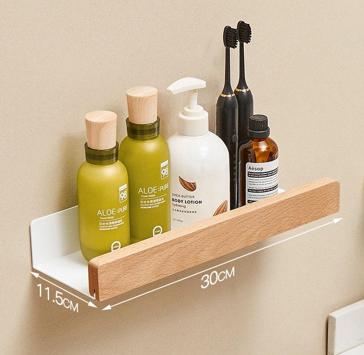 Solid Wood White Bathroom Shelf Corner Shelf Shower Shampoo Cosmetic Shelves Kitchen Storage Rack Bathroom Accessories