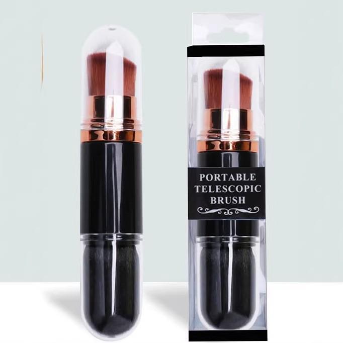 Dual-Ended Retractable Makeup Brush - Foundation & Powder Tool for Beginners