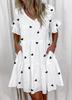 2025 European and American Women's Ruffle Pocket Printed Dress