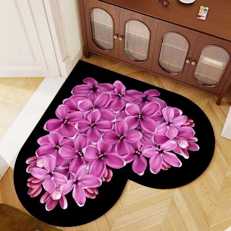Love Shaped Entrance Door Mat Household Bathroom Entrance Non Slip Mat Decorative Floor Mat