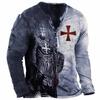 Høst Ny Herreklær 3D Digitaltrykk T-skjorte Herre Sport Mote Knapp T-skjorte