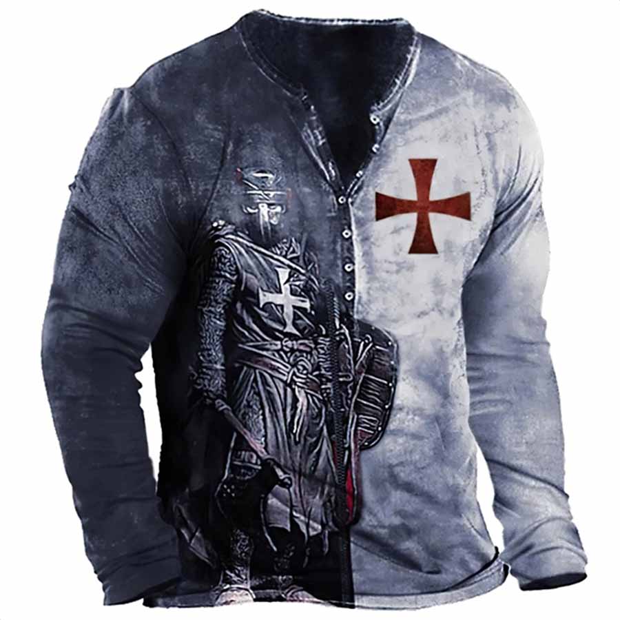 Høst Ny Herreklær 3D Digitaltrykk T-skjorte Herre Sport Mote Knapp T-skjorte