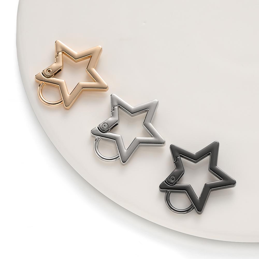 5pcs Pentagram Metal Ring Spring Clasp Star Shape Clasp Connection Buckle for DIY Jewelry Making Keychain Pendant Accessories