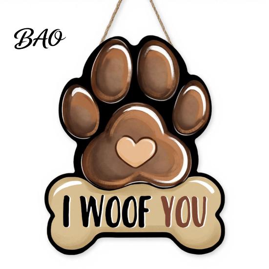Rustic Farmhouse Welcome Board Wooden Sign for Front Door, Decorative Dog Paw Wall Hanging Plaque with Pet Lover Gift Idea Hemp Rope Lovers,