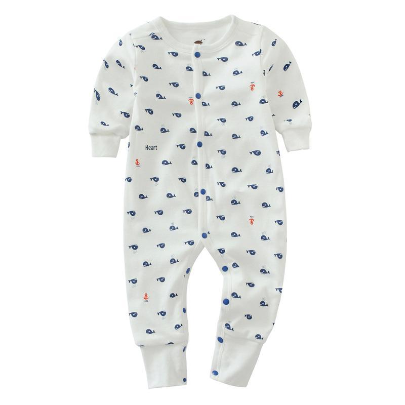 Erkek ve Kız Çocuklar İçin Saf Pamuk Uzun Kollu Bebek Tulumu - Dört Mevsim İçin Çift Katmanlı