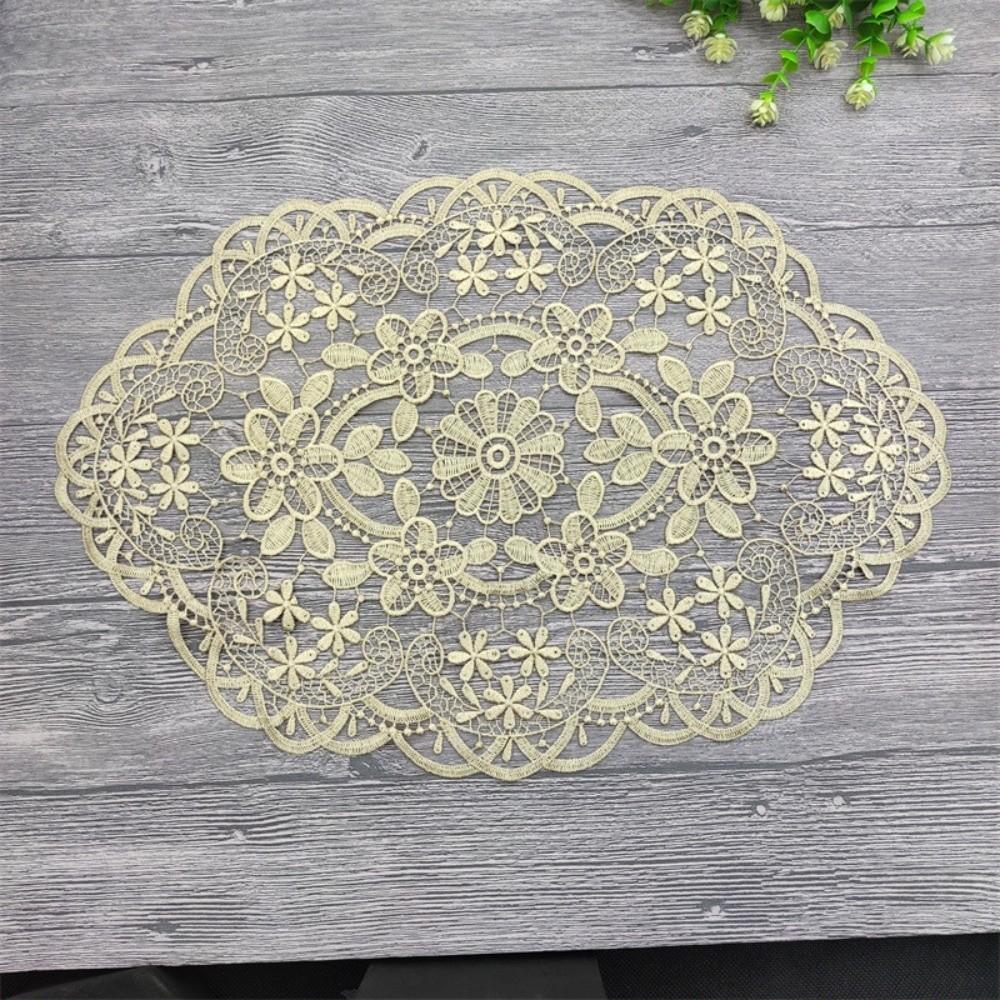 Flower Embroidery Lace Table Mat Embroidered Vase Table Lamp Pad Lace Table Cloth Beside Table