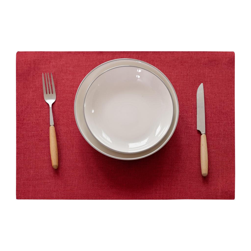 Demetex Cotton Japanese Easy Machine Dining Wine Red Placemat, Fabric, Linen, Double-Layer Fabric, Plain, Style, Flexible, Thick, Insulating,