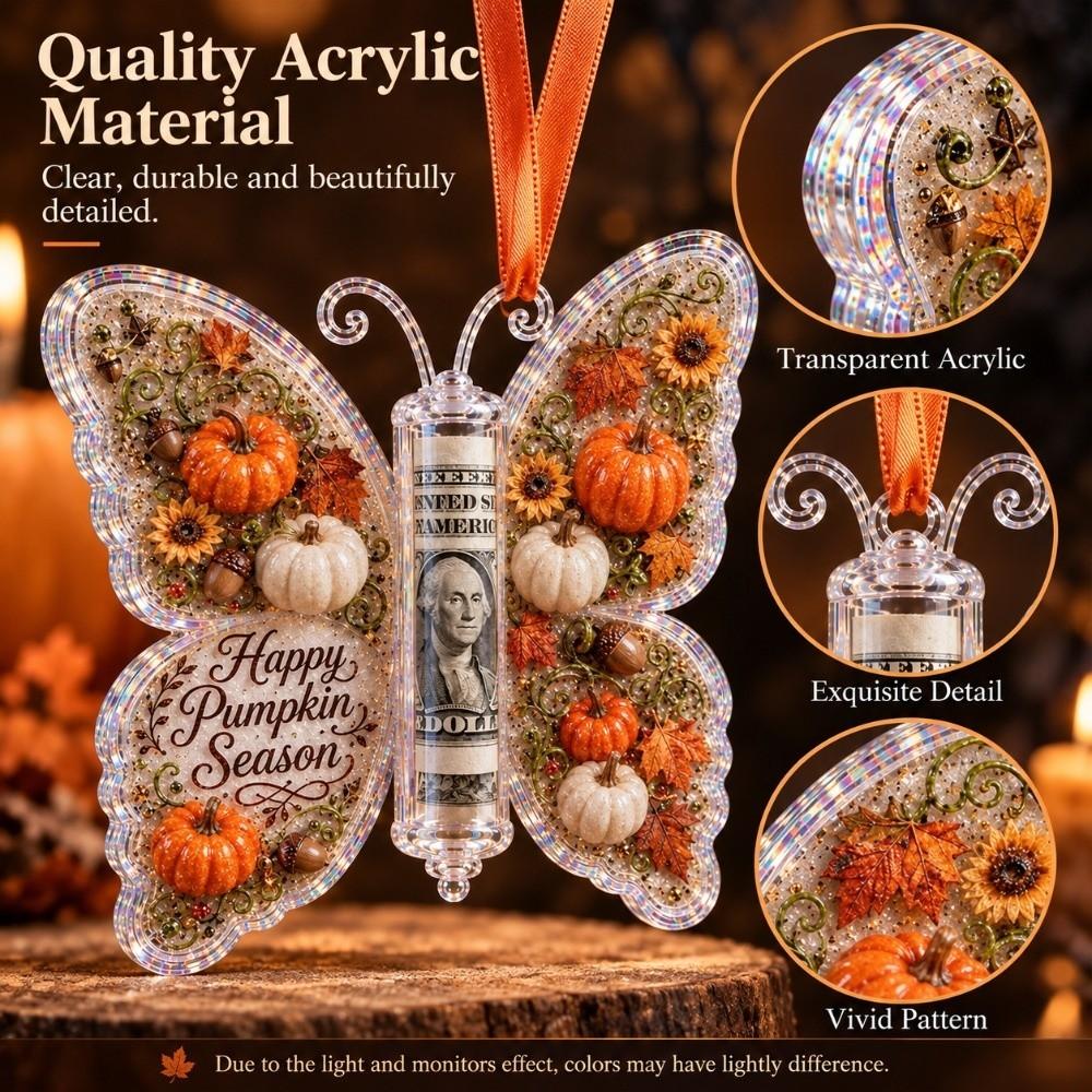 Acrylic Money Holder Ornament Butterfly Hanging Style Treat Holder Ornament Personalized Design Transparent Holiday Gift Pendant